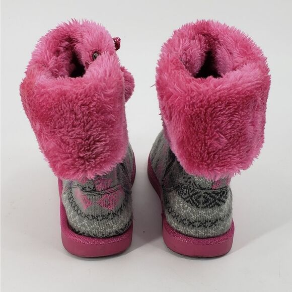 DISNEY girls 2 frozen pink pompom fabric booties - Picture 3 of 6